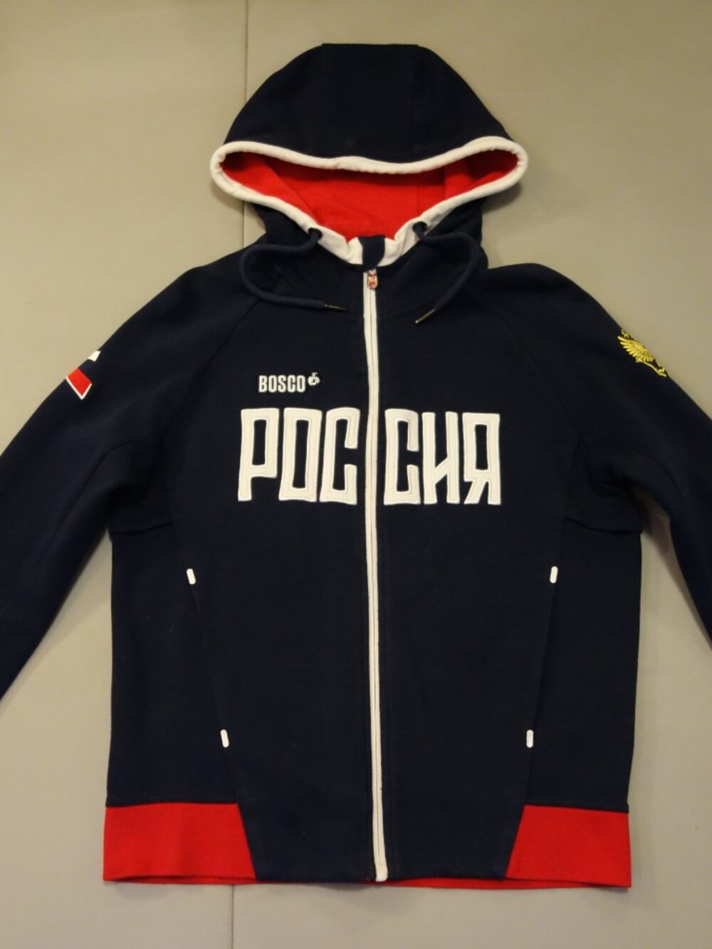 Bosco Sport Full Zip Hoodie with embroidered logos, Navy, Women Large